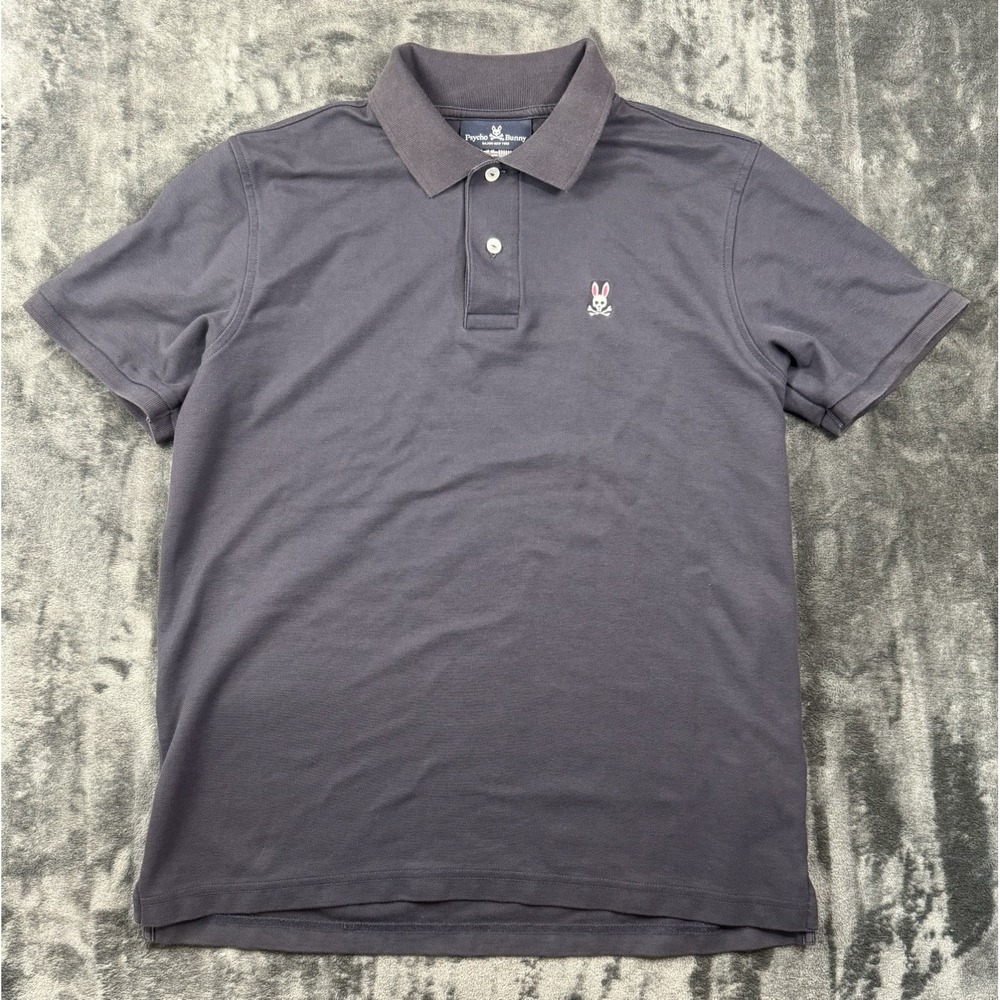 Psycho Bunny Men's Size 5 Medium Polo Shirt Black Pima Cotton Embroidered Logo
